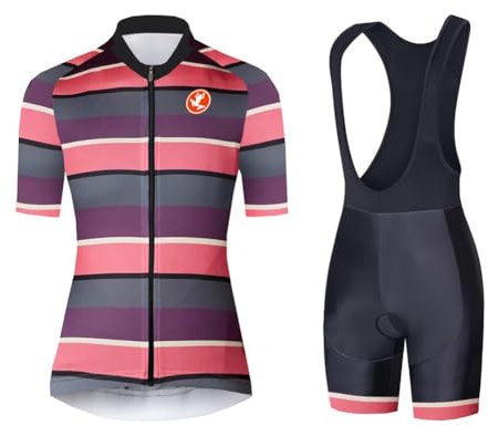 UGLY FROG Completo Ciclismo Donna, Set Abbigliamento Ciclismo Traspirante Maglia Manica Corta + Pantaloni 20D Imbottito Completo Bici per Ciclista Estate