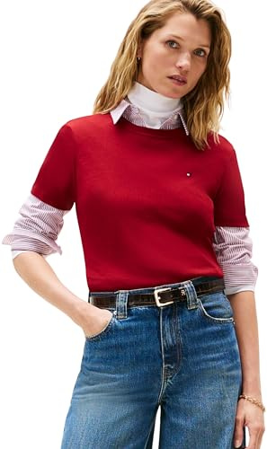Tommy Hilfiger Women’s Short Sleeve Round Neck Slim Cody T-Shirt, Red (Regatta Red), XL