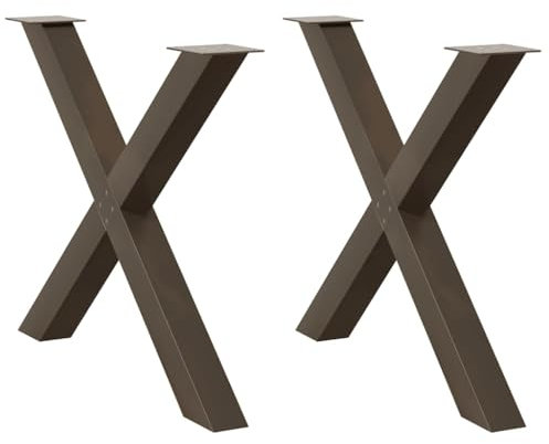 vidaXL Pieds de table à manger en forme de X, 2 pièces, acier naturel, 90 x (72-73) cm