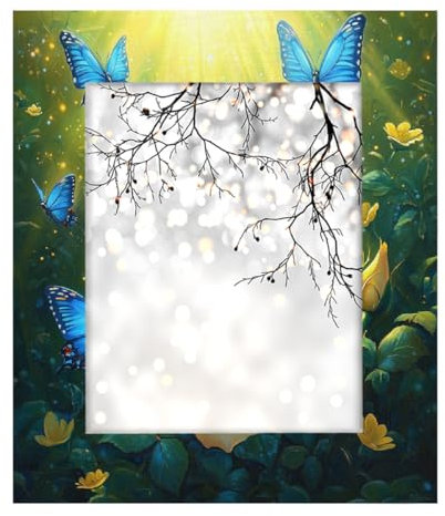 8x10 Picture Frame, Yellow Rose Blue Butterflies Eco-Friendly Wooden Photo Frame for Home Decor, Gifts, and Displaying Memories