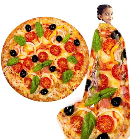 Keksdecke, doppelseitig, lustig, rund, für Lebensmittel, Überwurf, runde Burrito-Taco-Pizza-Überwurf für Kinder und Erwachsene, warme, weiche Decken mit Lebensmittelmotiv für Bettwäsche, Sofa-Matte