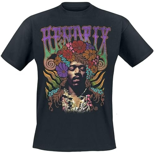 Jimi Hendrix Flower Power Männer T-Shirt schwarz Band-Merch, Bands