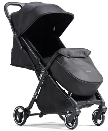 Allis Baby Flick Auto-Fold Stroller with Footmuff & Raincover, Black | From Birth to 4 Years (22kg), Lightweight Stroller, Compact Pushchair, Reclining Seat, 5-point Harness, Puncture-proof Wheels
