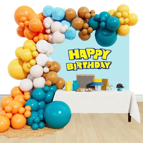 Kit de Decoración para Fiestas Guirnalda de Globos Naranjas Azules y Amarillos Arco Artículos para Story Fiestas de Cumpleaños Temáticas
