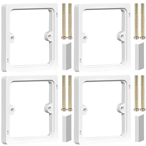 ANBOO 4Pcs 10mm Squares Electrical Single Spacers with 5cm Screws | Stackable Wall Box Extender for Outlets and Switches, 86x86x10mm Plate Use, Durable 30 Year Warranty(White)