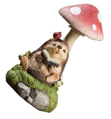 SUIOPPYUW Gartentierfigur, Außendekoration, helle Solarleuchte, geeignet für Verschiedene Lichtverhältnisse, Harz Tierfigur, Solarleuchte für Terrasse, Igel, 9.5 x 9.5 x 19. cm