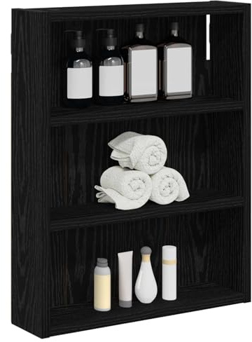 vidaXL Badezimmer-Wandschrank mit Regal Schwarze Eiche 40 x 10 x 50 cm, Moderner Badschrank, rechteckiges Regal, funktionale Aufbewahrung, platzsparende Lösung, stilvolles Design