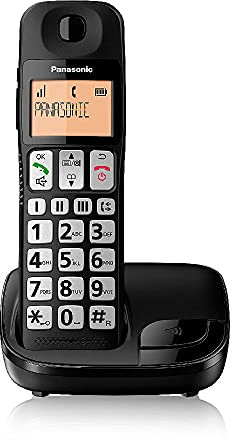 Panasonic KX-TGE110JTB Telefono Cordless Digitale (DECT) Singolo ad Utilizzo Facilitato, Tasti Grandi, 3 Tasti di composizione rapida, Compatibilità con Apparecchi Acustici, Nero