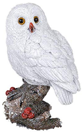 formano Eule Owl Eulen-Figur Deko-Kautz Herbsteule Herbstdeko/Weihnachten Schneeeule Wintereule Weiß Stehend 18cm Groß