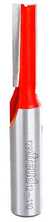 Freud 12-110: 3/8 (dia.) Double Flute Straight Bit with 1/2 shank, 2-7/8 overall length,Red