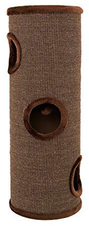 lionto Kratztonne aus Sisal mit Spielball & Plüschrand, Höhe 100 cm, Stabiler Kratzbaum für kleine & große Katzen, perfekte Krallenpflege & Beschäftigung, viele Versteckmöglichkeiten, Ø 36 cm, braun