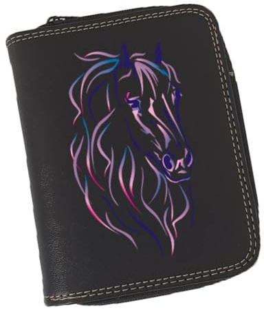 Syl'la Porte Monnaie Porte Carte Noir en Simili Cuir Motif Cheval