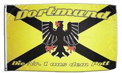 Flaggenfritze Fahne/Flagge Dortmund Kreuz Nr.1 aus dem Pott + gratis Sticker