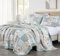 Chezmoi Collection Abbi 3-teiliges Shabby Chic Bettwäsche-Set für King-Size-Betten, vorgewaschene Baumwolle, Blumenmuster, Tagesdecke, gerüscht, Patchwork-Steppdecke, King-Size-Größe