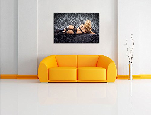 Pixxprint schöne Frau in sexy Dessous, Größe: 100x70cm, Leinwandbild, fertig gespannt, Wandbild, Dekoration, Kunstdruck, kein Poster