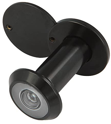 Amig - Judas d'angle grand vision pour sécurité porte | Installation facile | Résistant aux rayures | Idéal pour l'intérieur et l'extérieur, Noir, Ø 14mm, Épaisseur 35-60mm