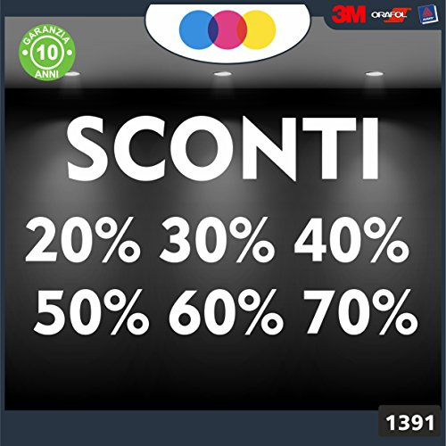 Vetrofanie - SCONTI - 20%-30%-40%-50%-60%-70% (Bianco) Adesivi VETRINE Negozi - Vetrine Negozi per Saldi, Stickers, Adesivi cod.1391