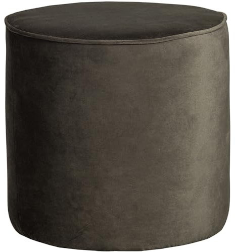 WOOOD Sara Hocker Ø 46 cm - Pouf Hoch Sitzhocker Rund aus Samtstoff Fußbank Sitzpouf - Warmes Grün - 46x46x46 cm