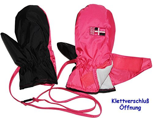 alles-meine.de GmbH Thermo Fausthandschuhe/Fäustlinge - pink rosa - Größe: 6 bis 12 Monate - mit Klettverschluß & langem Schaft - LEICHT anzuziehen - Baby - Fauster - gefüt..