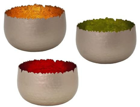 netproshop Strahlende Metallschale Dekoschale Silber 8x6 cm als Teelichthalter geeignet, Farbe:Gold