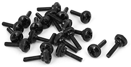 sourcing map 20 Stück M3 x 12mm Rändelkopf Kreuzschlitz Rändelschraube schwarz für PC Gehäuse