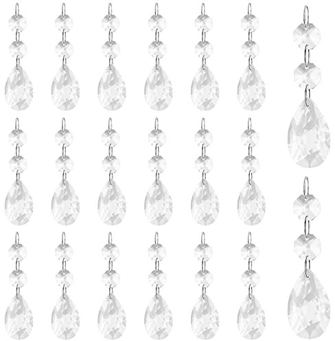 Belle Vous Glaskristalle zum Aufhängen - 8,6cm Kronleuchter Perlen Anhänger Tropfen (20er Pack) - Deko Kristall für Kronleuchter, DIY Sonnenfänger Garten, Hochzeiten