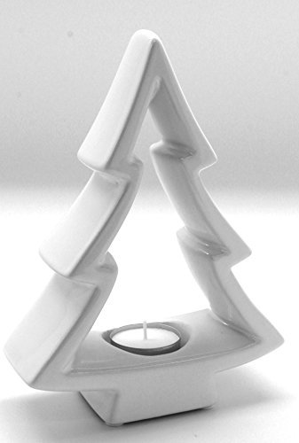 GILDE Kerzenhalter Teelichthalter Tannenbaum aus Keramik, 7x18x25 cm