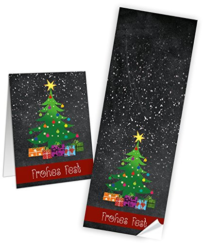 Logbuch-Verlag 10 große Weihnachtsaufkleber für Geschenke - lange Aufkleber Frohes Fest Weihnachten Banderolen 7,2 x 21 cm