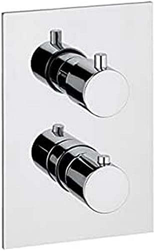 ERCOS Miscelatore Doccia Ad Incasso In Ottone Cromato, Piastra Quadrata Da 140x210 MM, Miscelatore Doccia Termostatico a Tre Vie