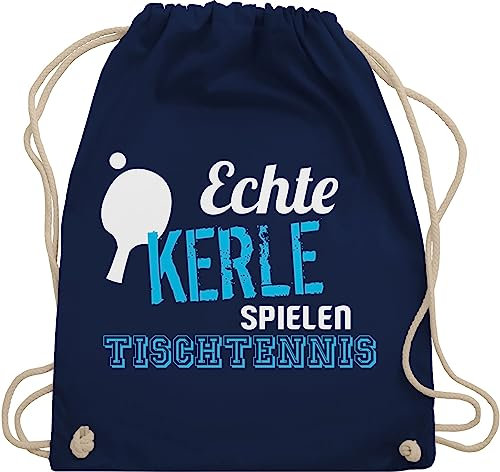 Shirtracer Turnbeutel Rucksack - Echte Kerle spielen Tischtennis - Unisize - Navy Blau - geschenke für tischtennisspieler kinderturnbeutel sport beutel 25. geburtstag stoffrucksack juterucksack