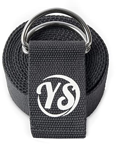 Yoga Studio Yoga Strap for Stretching, 2.5m (8.2ft) Extra Long Durable Organic Cotton Adjustable D-Ring Yoga Belt - Improving Flexibility, Exercise, Pilates, Dance, Workout, Gym, Physical Therapy