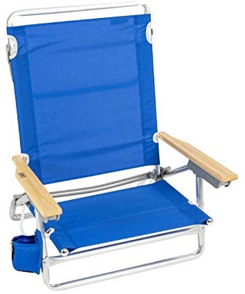 Rio Beach Classic 5 Positionen Lay-Flat Klappstuhl Freibad und Strandkorb mit Tragegurt und Handtuchstange, Blau