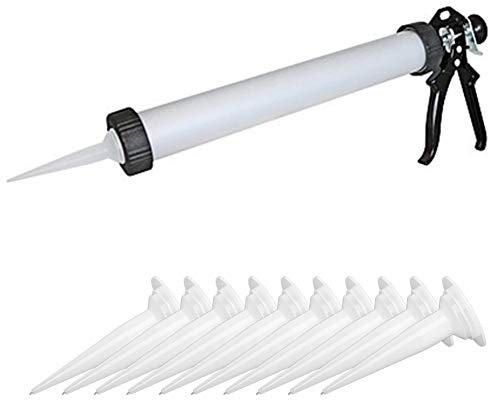 Cocoarm Aluminium Kartuschenpresse Kartuschenpistolen Silikon Spritze Silokonpresse Leichte Silikonpistole 600ml mit 10er Ersatzdüsen Aluminium