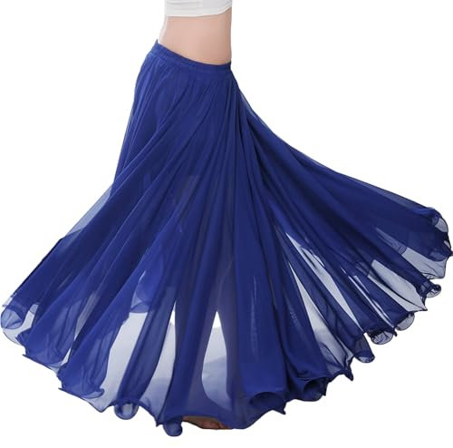 Baisdan Donna Gonna in Chiffon per Danza del Ventre, Gonne Flamenco a Cerchio Completo per Costumi di Halloween, Carnevale Spettacoli, Blu Scuro, Taglia Unica