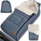 Kidiz® Babyfußsack Baby Fußsack Winterfußsack Babyschale mit Reißverschluss Kuschelsack Babydecke Kinderwagen waschbar verschließbarer Kopfteil,Tasche, passend für alle Kinderwagen, Jeans Grau