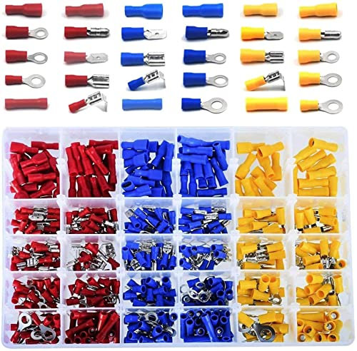 Kabelschuhe Set 720 tlg, kabelverbinder Quetschverbinder Sortiment,Elektrische Steckverbinder enthält Ring-Kabelschuhe,Rundstecker,Rundsteckhülsen,Flachstecker, Autos Motorräder usw