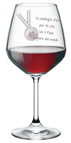 Colorfamily Calice vino con incisione Papà - sei il papà migliore del mondo - n°1 - evento - festa del papà - bicchiere in vetro chiaro, capienza 500 ml