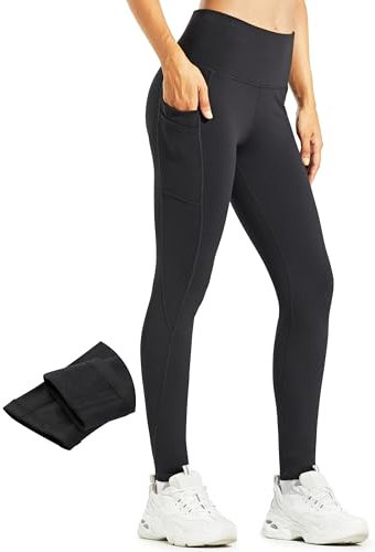 Libin Thermo Leggings Damen Winter Warm Thermoleggins Laufhose High Waist Wasserabweisend Thermohose Sportleggins Damen Lang mit Taschen, Schwarz, L
