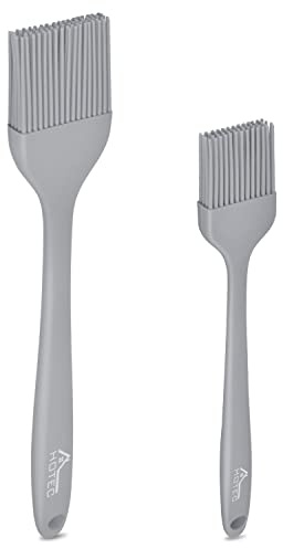 HOTEC Basting Brushes Silicone Heat Resistant Pastry Brushes Spread Oil Butter Sauce Marinades for BBQ Grill Barbecue Baking Kitchen Cooking BPA Free Dishwasher Safe (Grey 2)