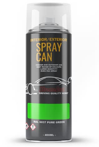 Xtremeauto Spray Paint Finish For Indoor And Outdoor Use Garden Cars Home Kitchen Bathroom Furniture Art Craft Bikes Radiators Metal Wood Plastic Glass UPVC Stone PVC RAL 6037 Pure green