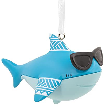 Hallmark Cooler Hai in Sonnenbrille, Kunstharz, Weihnachtsdekoration