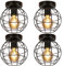 ZMH 4ER Deckenleuchte vintage Deckenlampe flur - schwarz Retro Lampe E27 Fassung industrielle runde Flurlampe aus metall leuchte für gang küche schlafzimmer wohnzimmer - max 40W - Ø180mm