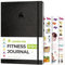 Clever Fox Fitness Journal PRO – Workout & Meal Planner with Habit Tracker – Exercise Log Book – Fitness Planner, 6 Months (Black)