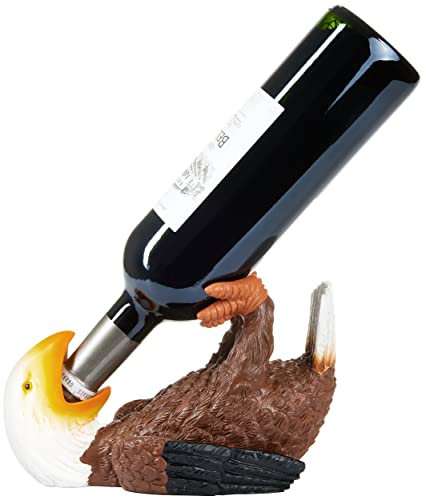 BRUBAKER Weinflaschenhalter durstiger Adler - Flaschenhalter Trinkende Tiere - Flaschenständer lustig - Vogel Deko Figur Handbemalt Bar Weinzubehör - Witzige Dekoration Wein Geschenk