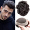 Herren Toupet 100% unbehandeltes Echthaar Toupet für Männer Echthaarteile Ersatz für Männer (1B# Naturschwarz, 15,2 x 20,3 cm)