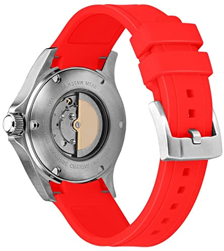 Kai Tian Klasse 18mm Edel Gebogenes Band Gummi Uhrenarmband Passend Uhren Armband für Herren Damen Rot