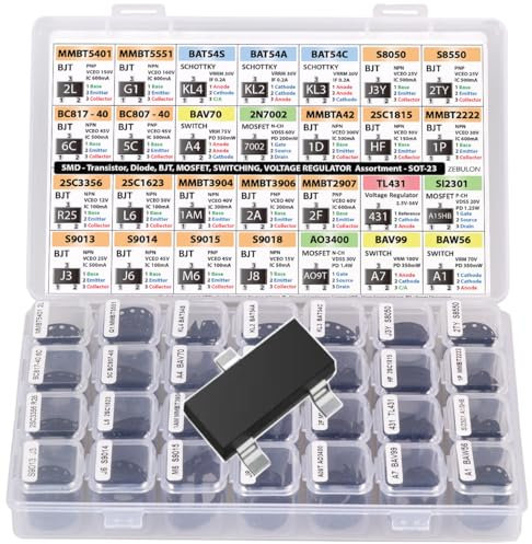SMT SMT Assortimento di componenti elettronici, transistor, BJT, MOSFET, diodi, Schottky, convertitore di tensione, SOT-23, 28 tipi, 1400 pezzi
