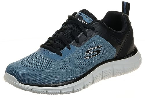 Skechers Track Broader, Zapatillas de Deporte Hombre, Blue Mesh Pu Black Trim, 44 EU