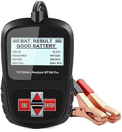 Tester Batteria Auto Tester Batteria Auto 12V for Gel Allagato Acido Piombo 12V Analizzatore Batteria Digitale 100-1100CCA Strumenti Diagnostici Estrema precisione e Sicurezza