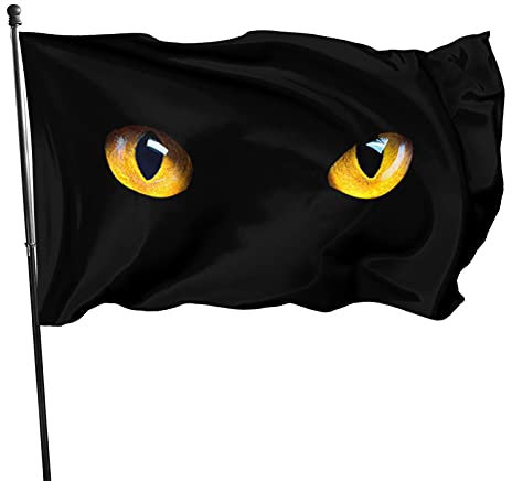351 Bannerfahnen 90x150cm, Die Gelben Augen Der Katze Starren Dich Im Dunkeln Heftig An Strapazierfähiges Polyester Dekorative Fahnen Durable Garten Flagge Flaggen Mit Öse, Für Feiertage, Veranda